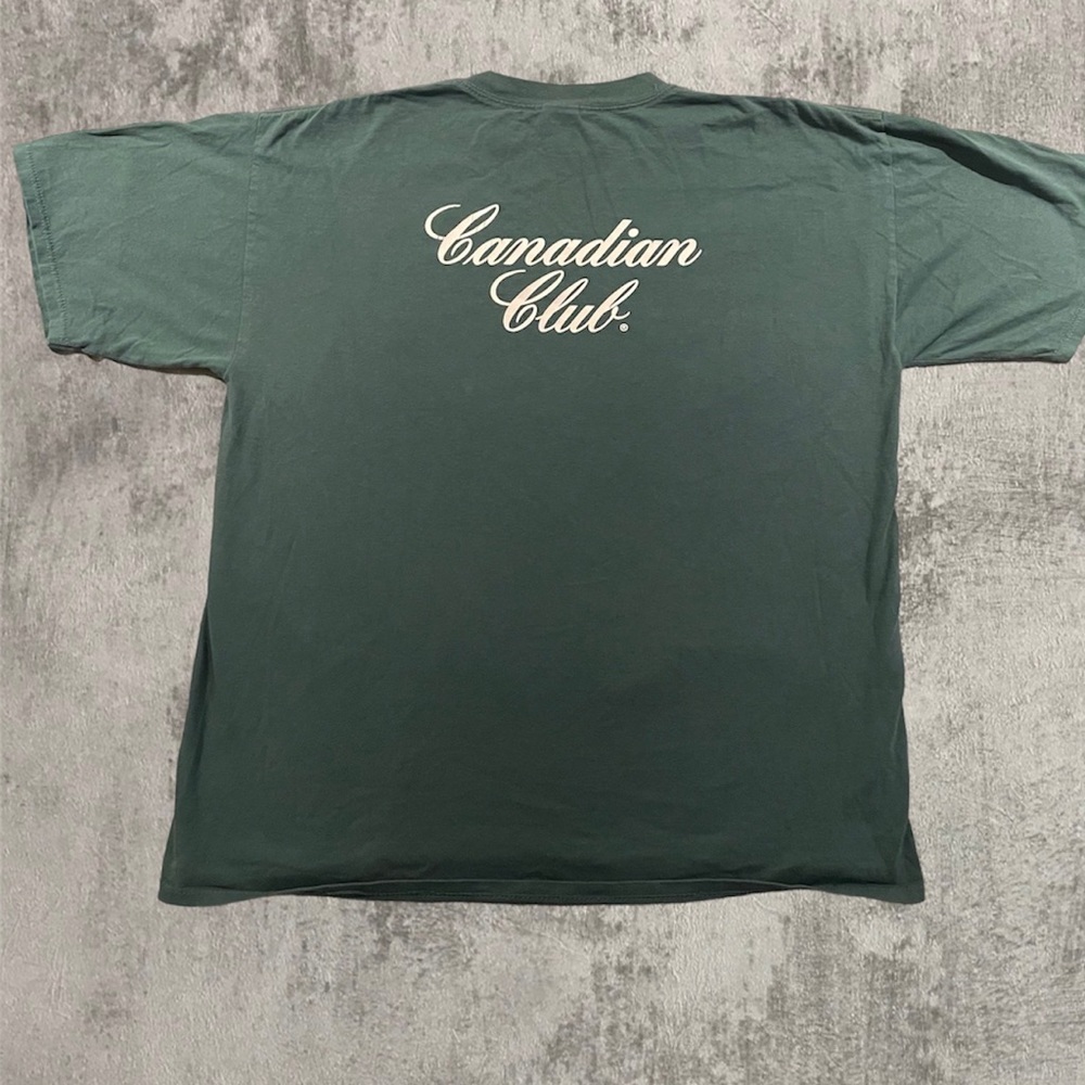 Canadian club script back teal t shirt sz xl